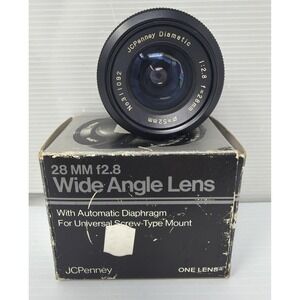 JC Penny 28mm f2.8 Manual Focus Wide Angle Lens Universal Screw Mount NOS